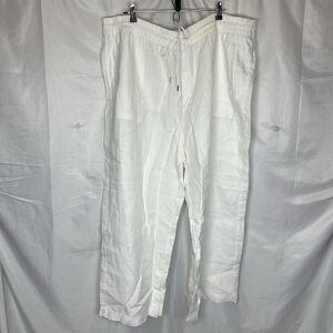 Athleta Retreat Wide Leg 100% Linen White Pant Size 3X Casual Vacation Summer